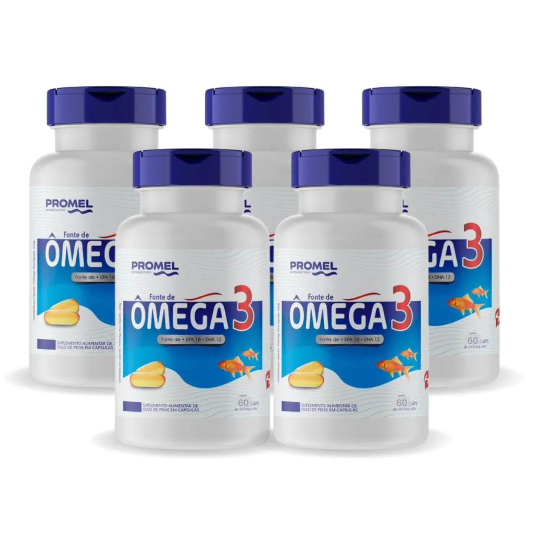 Kit com 05 - Ômega 3 Promel 60 Capsulas de 1450mg