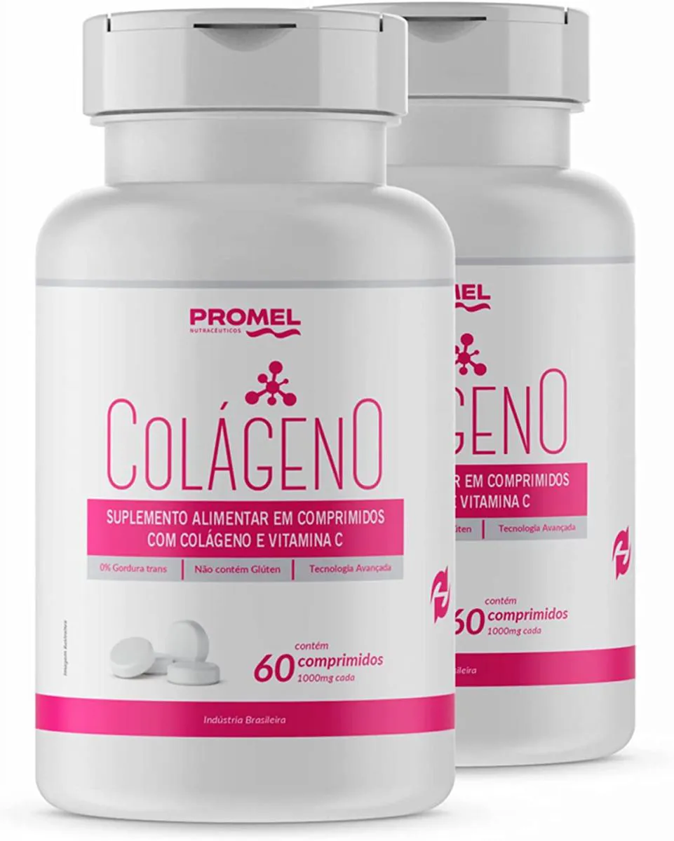 02 Colágeno Hidrolisado com Vitamina C Promel 60 Comp 1000mg