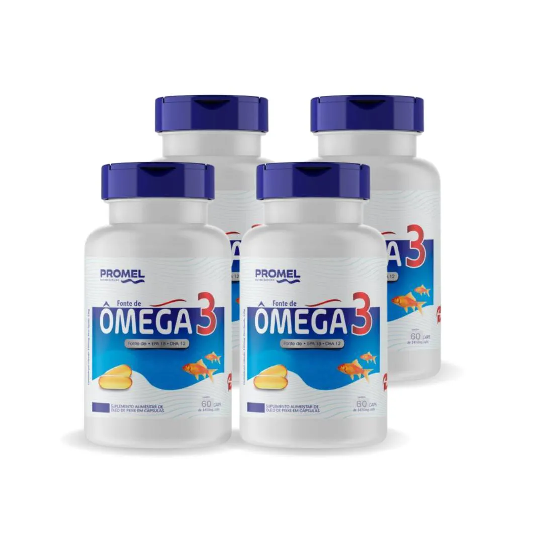 Kit com 04 - Ômega 3 Promel 60 Capsulas de 1450mg