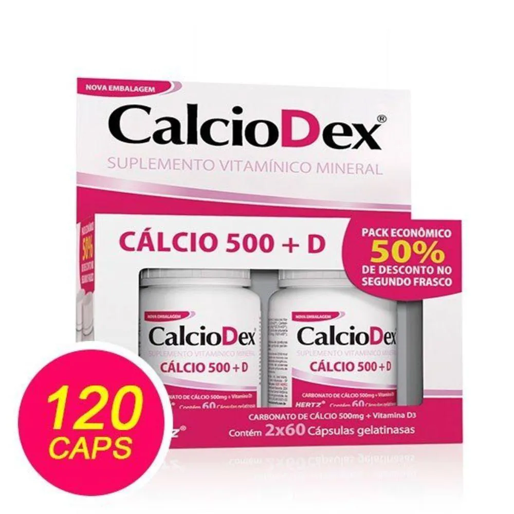Calciodex 500mg + D3 120 cápsulas - Kley Hertz