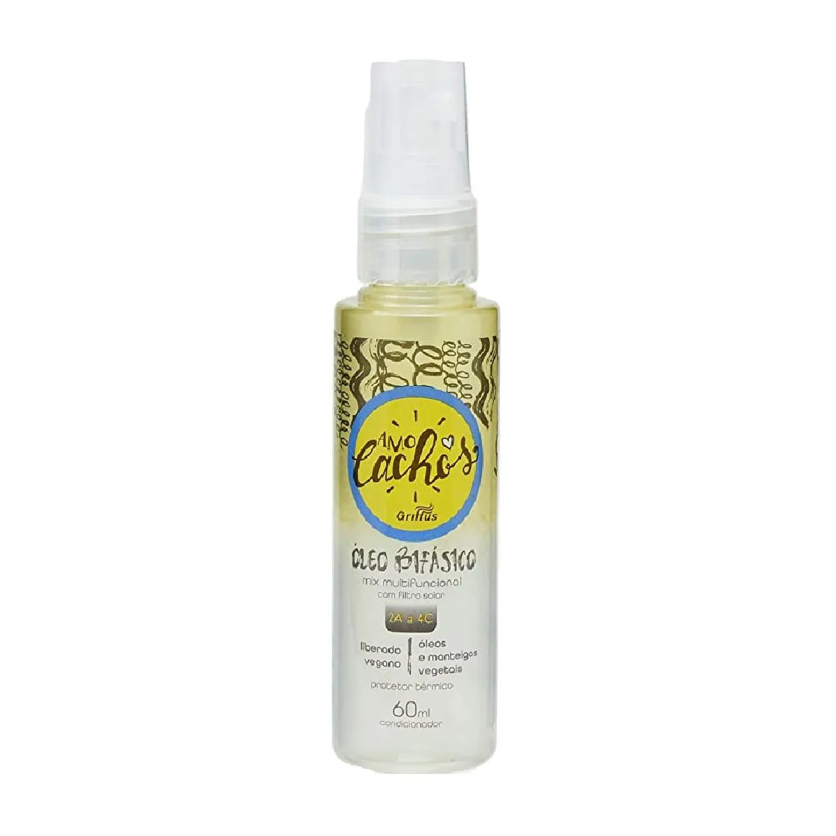 Óleo Bifásico Mix Multifuncional 2a a 4c Vegano Amo Cachos Griffus 60ml