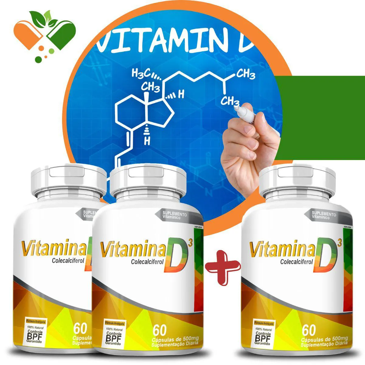 Compre 2 Leve 3 Vitamina D 500mg 60 cápsulas