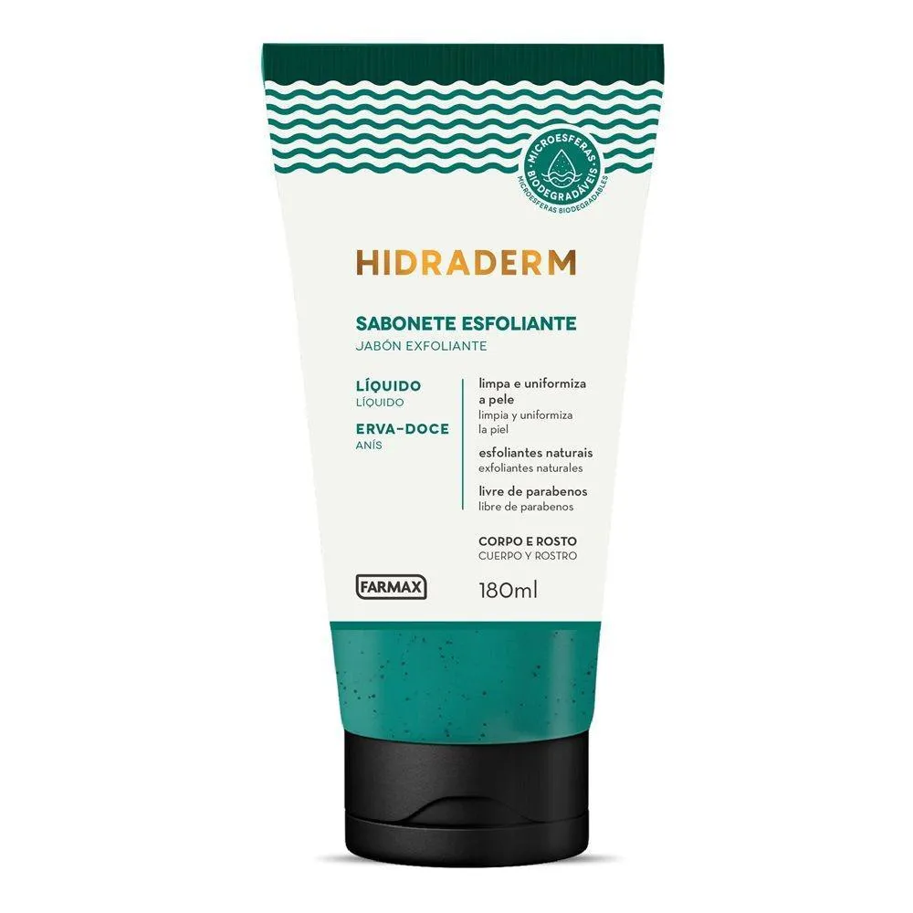Sabonete Liquido Esfoliante Hidraderm Erva Doce 180ml Farmax