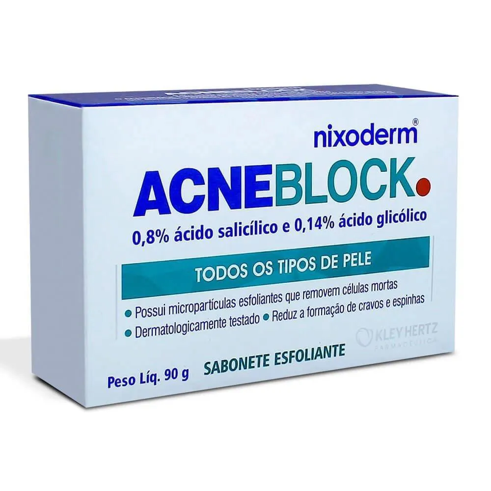 Acneblock Sabonete Esfoliante Todos Tipos de Pele 90g Hertz