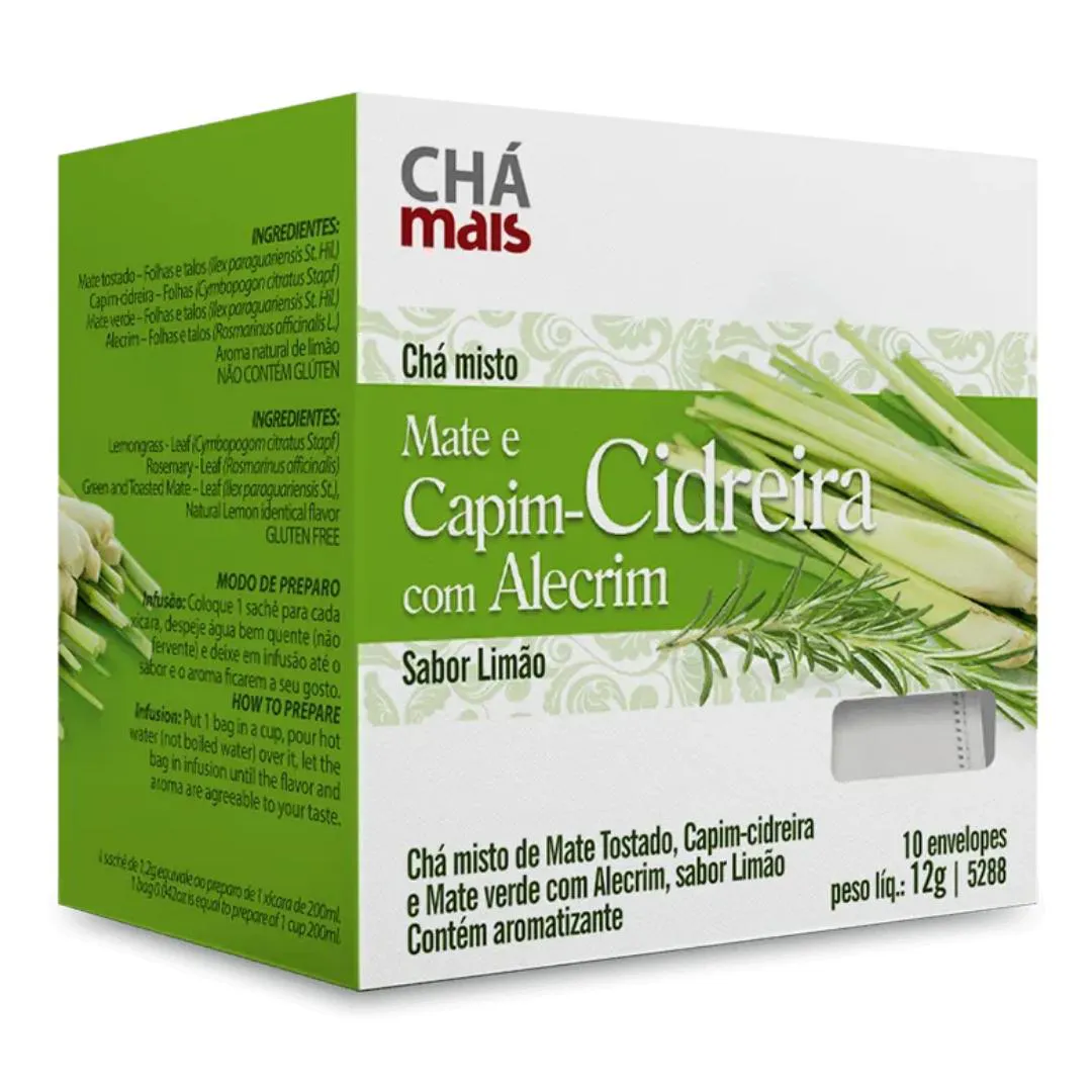 Clinicmais Chá C Cidreira com Alecrim Limão 10 Sachês 12g - Chá Mais