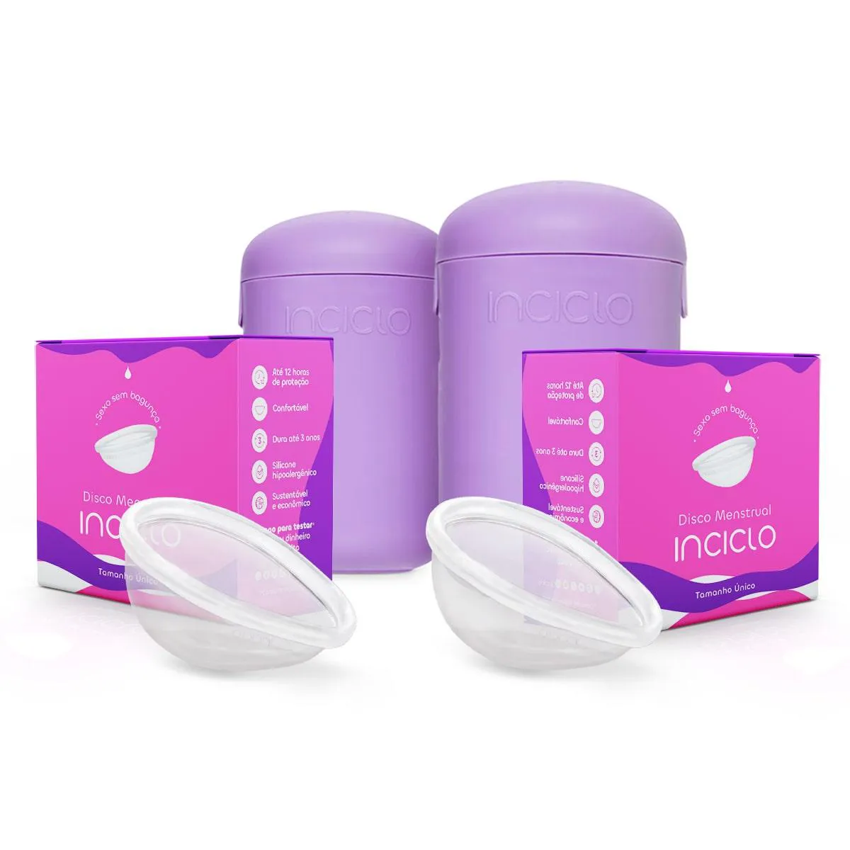 Kit 2 Discos Menstruais + 2 cápsulas Esterilizadoras