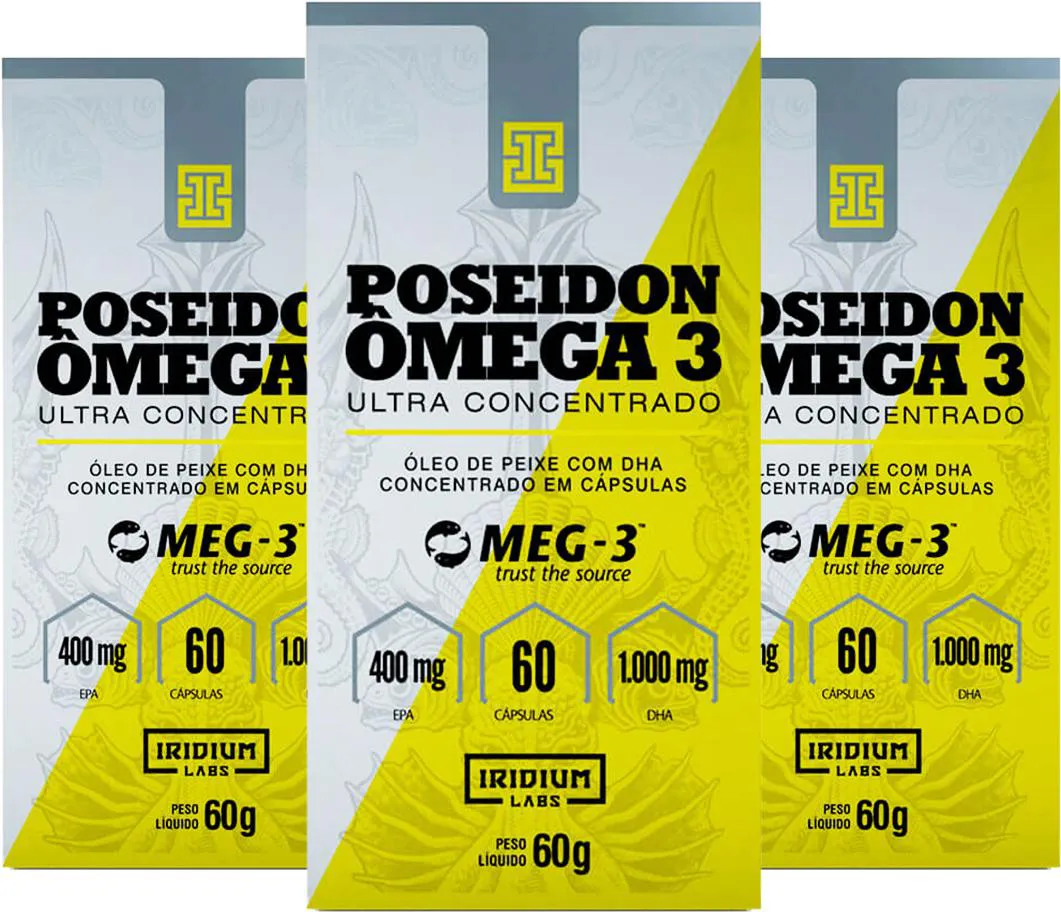 KIT 3X ÔMEGA 3 POSEIDON ULTRA CONCENTRADO - 60 CáPSULAS IRIDIUM LABS