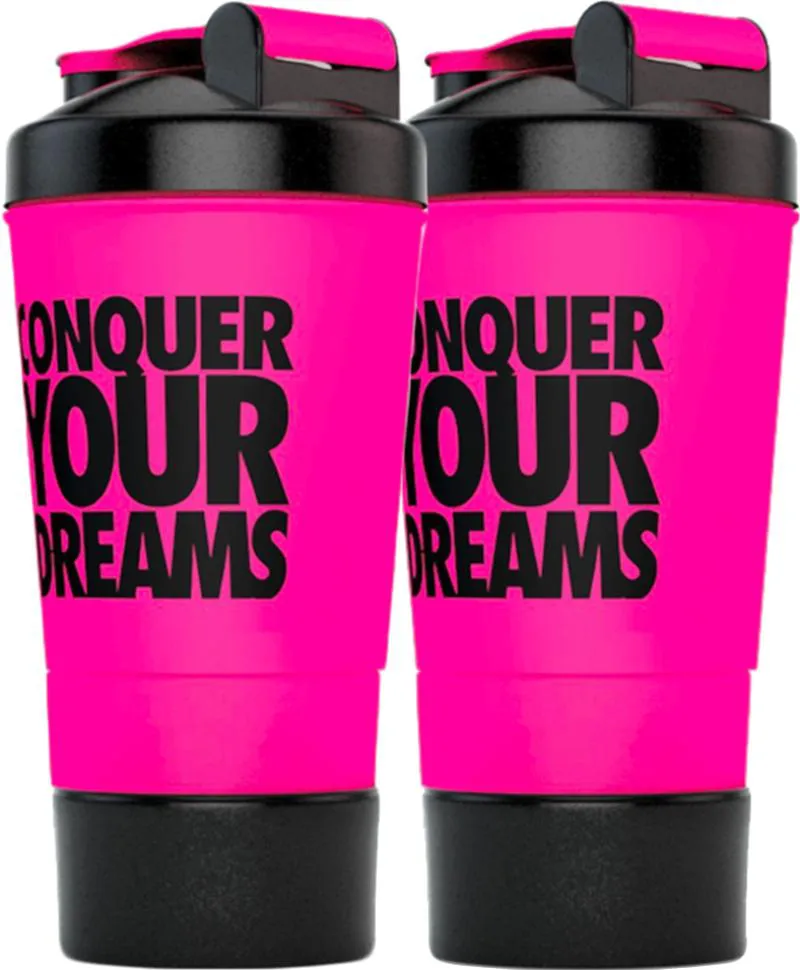 Kit 2x Coqueteleira Shaker Conquer Your Dreams 500ml - Iridium Labs Rosa