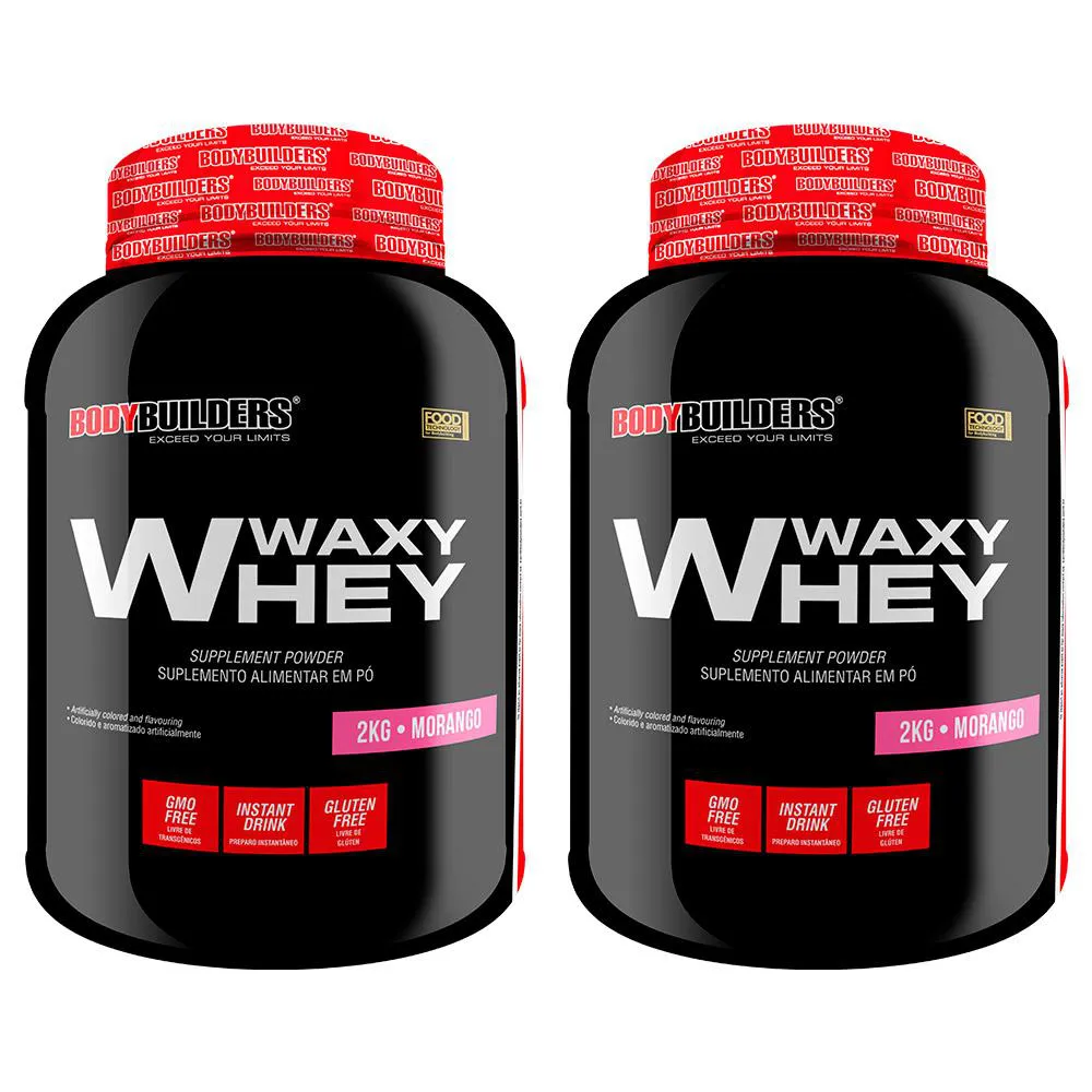 2x Whey Protein Waxy Whey (35%) - 2kg - Bodybuilders Morango e Chocolate