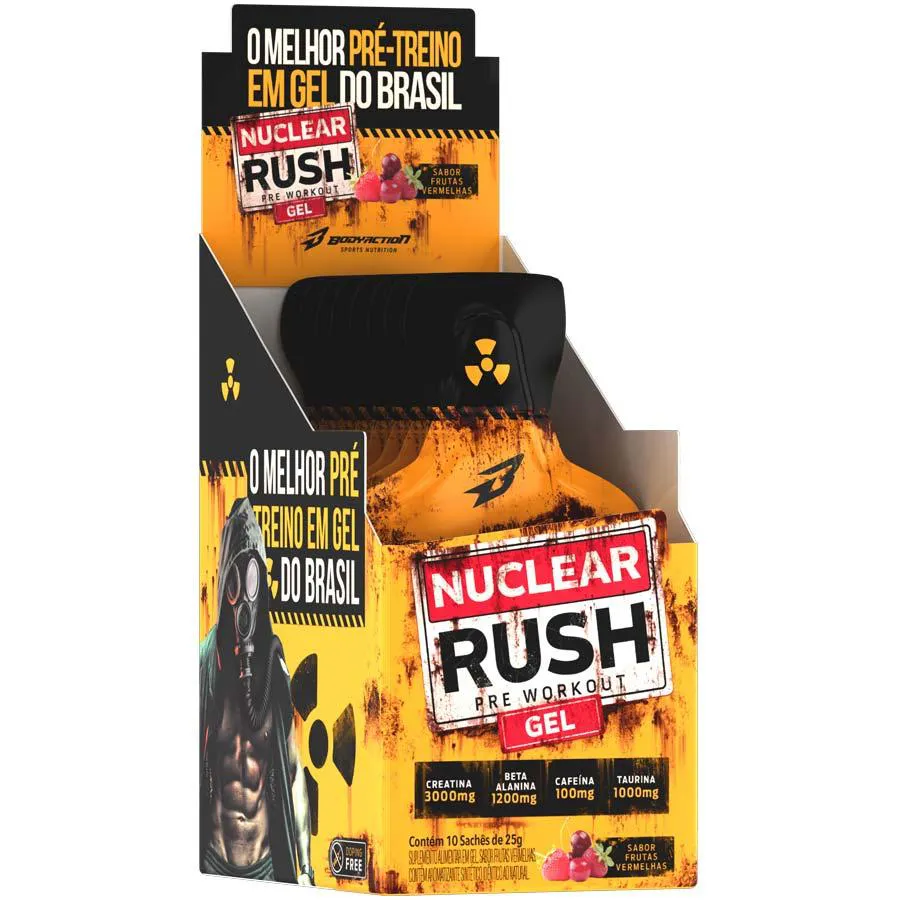 Pré-Treino em Gel Body Action Nuclear Rush Frutas Vermelhas Sachê 25g 10 unidades