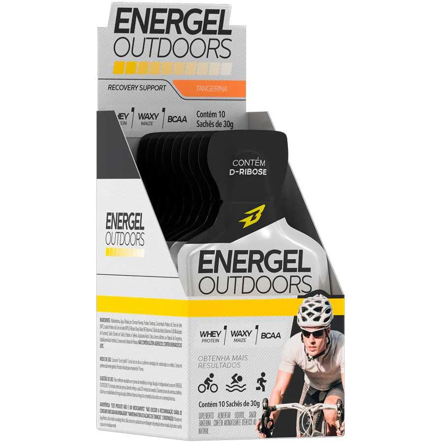 Gel Energético Energel Outdoors Cx 10 Sachês Body Action Sabor Tangerina