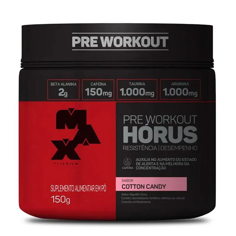 Pré Treino Workout Horus Max Titanium Pote 300g Algodão Doce