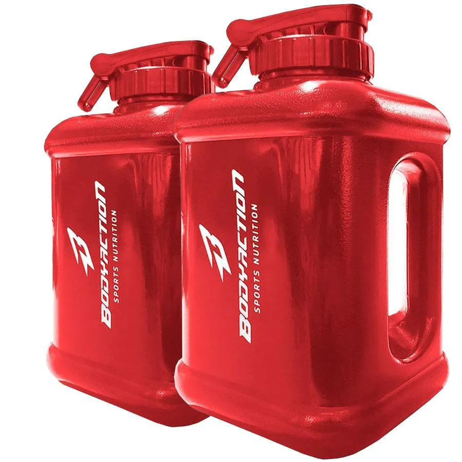 2x Galão Garrafa Água Bebida Academia 1,6 Litros Vermelho