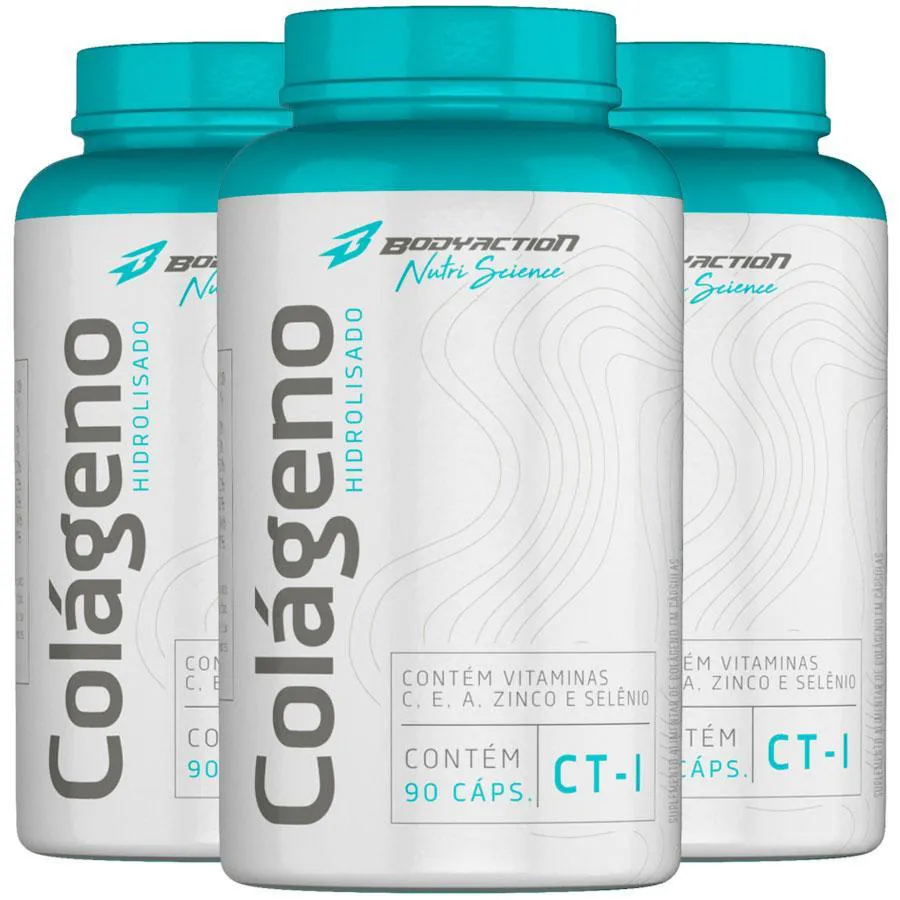 3x Colágeno Hidrolisado Ct-i C/ 90 cápsulas Cada Bodyaction