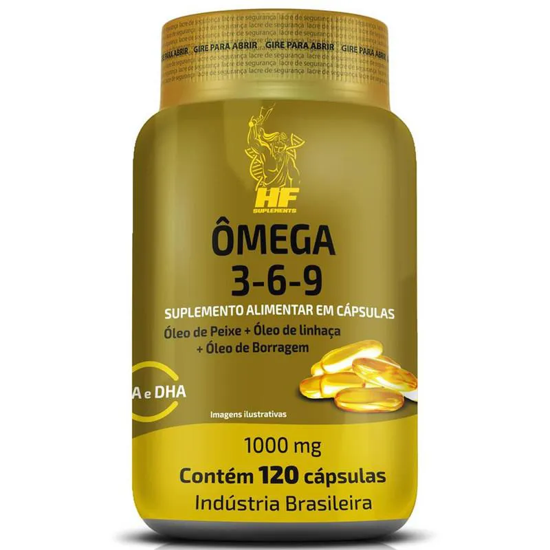 Omega 3 6 9 Peixe Borragem e Linhaca Hf Suplements 120caps