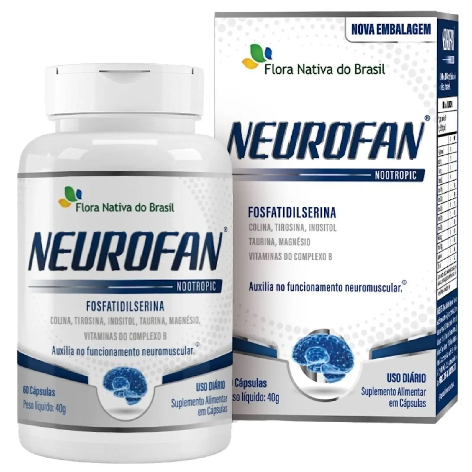 Neurofan (fosfatidilserina 100mg + Vitaminas) 60 cápsulas - Flora Nativa