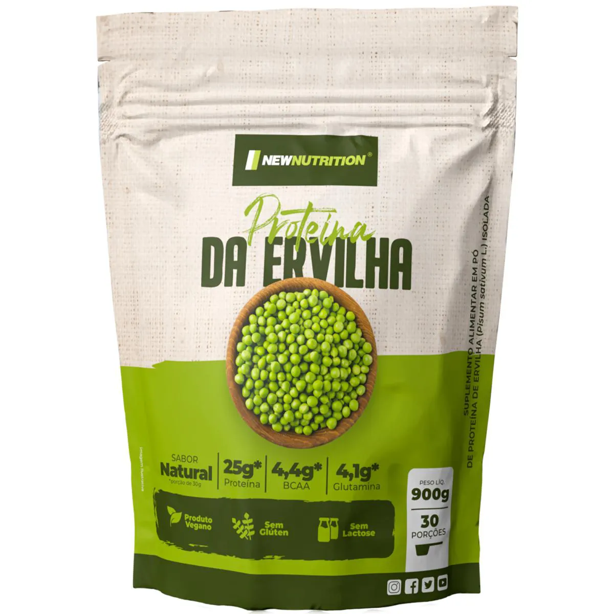 Proteína de Ervilha New Nutrition Vegana Natural em Pó 900g