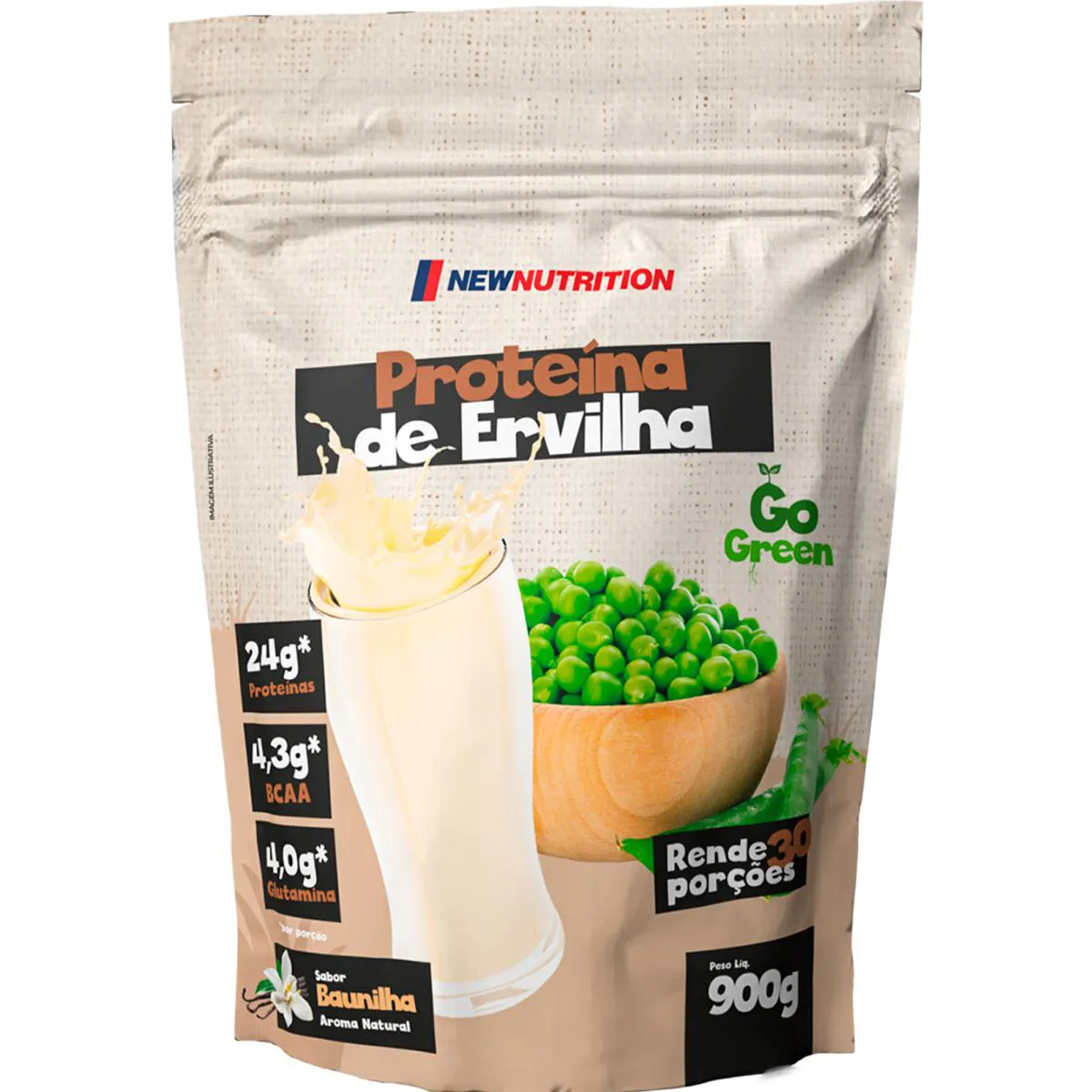 Proteína de Ervilha New Nutrition Vegana Baunilha em Pó 900g