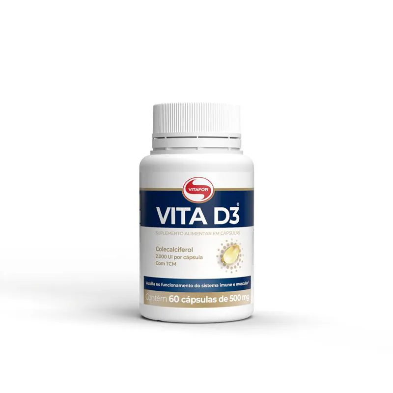 Vita D3 2000ui Vitafor 500mg com 60 cápsulas