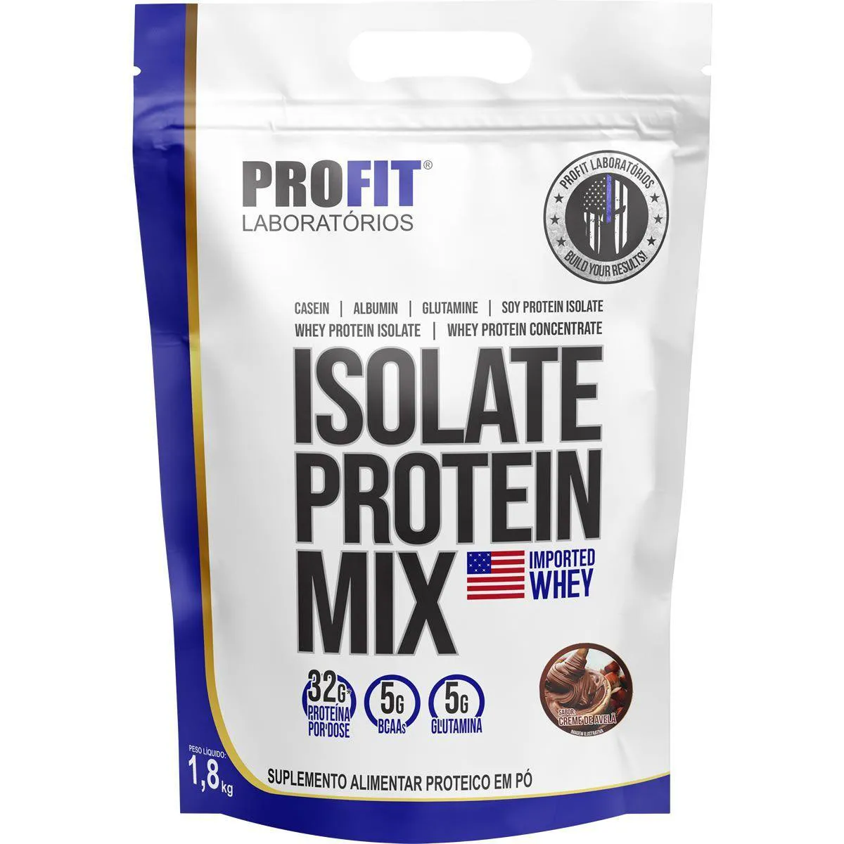 Whey Protein Isolado Profit Isolate Protein MixRefil Creme de Avelã 1,8kg