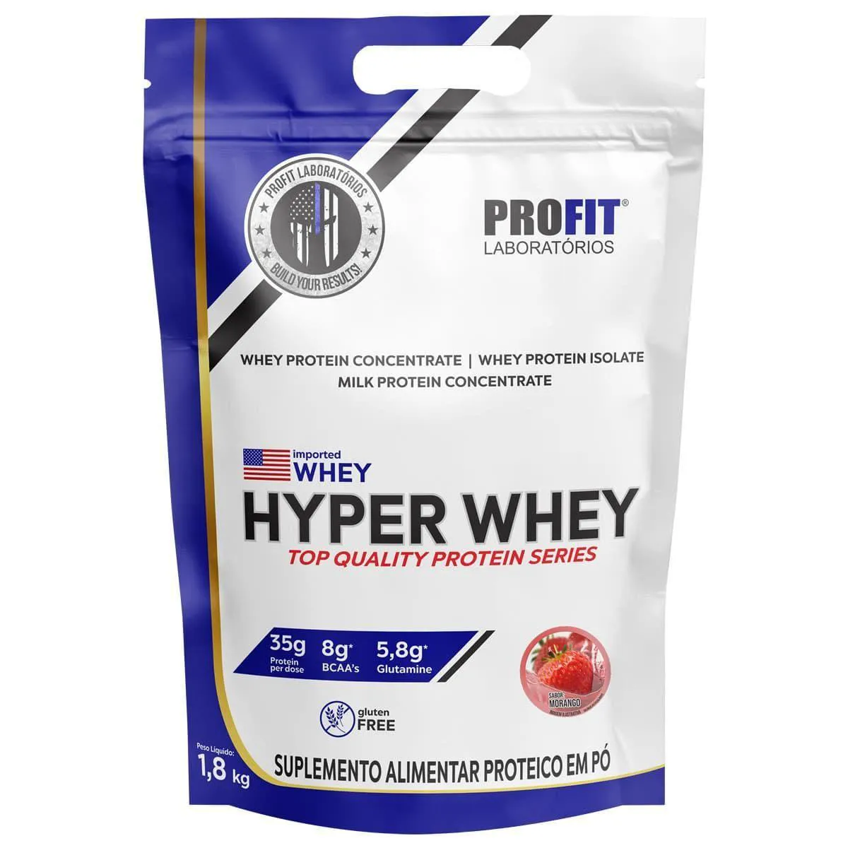 Hyper Whey - 1800G Refil Morango - Profit
