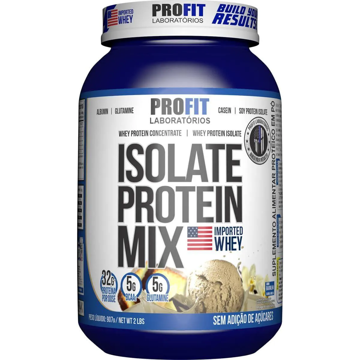 Proteína Isolada em Pó Profit Laboratórios Isolate Protein Mix Baunilha 907g