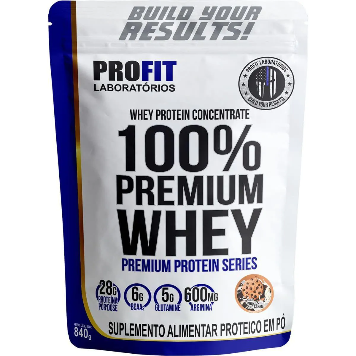 100%Whey Premium - 840G Refil Cookies And Cream - Profit Laboratórios