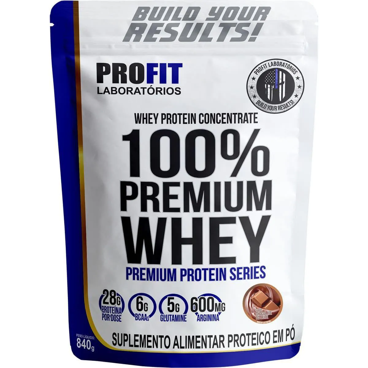 100%Whey Premium - 840G Refil Chocolate Ao Leite - Profit Laboratórios