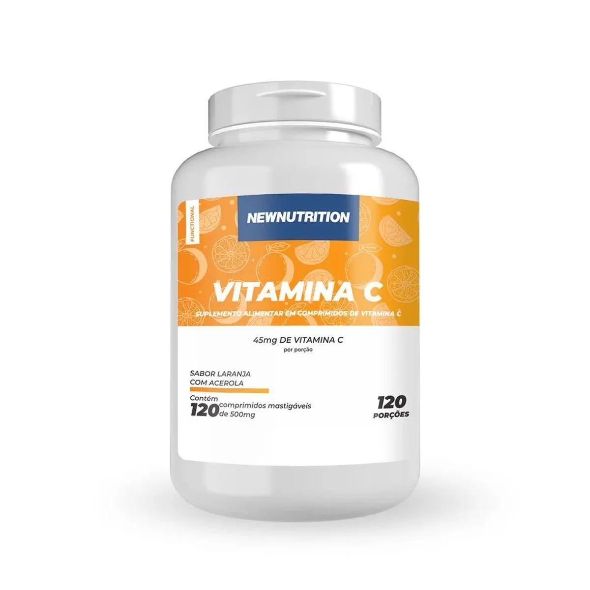 Vitamina C - 120 Comprimidos Mastigáveis Laranja com Acerola - Newnutrition
