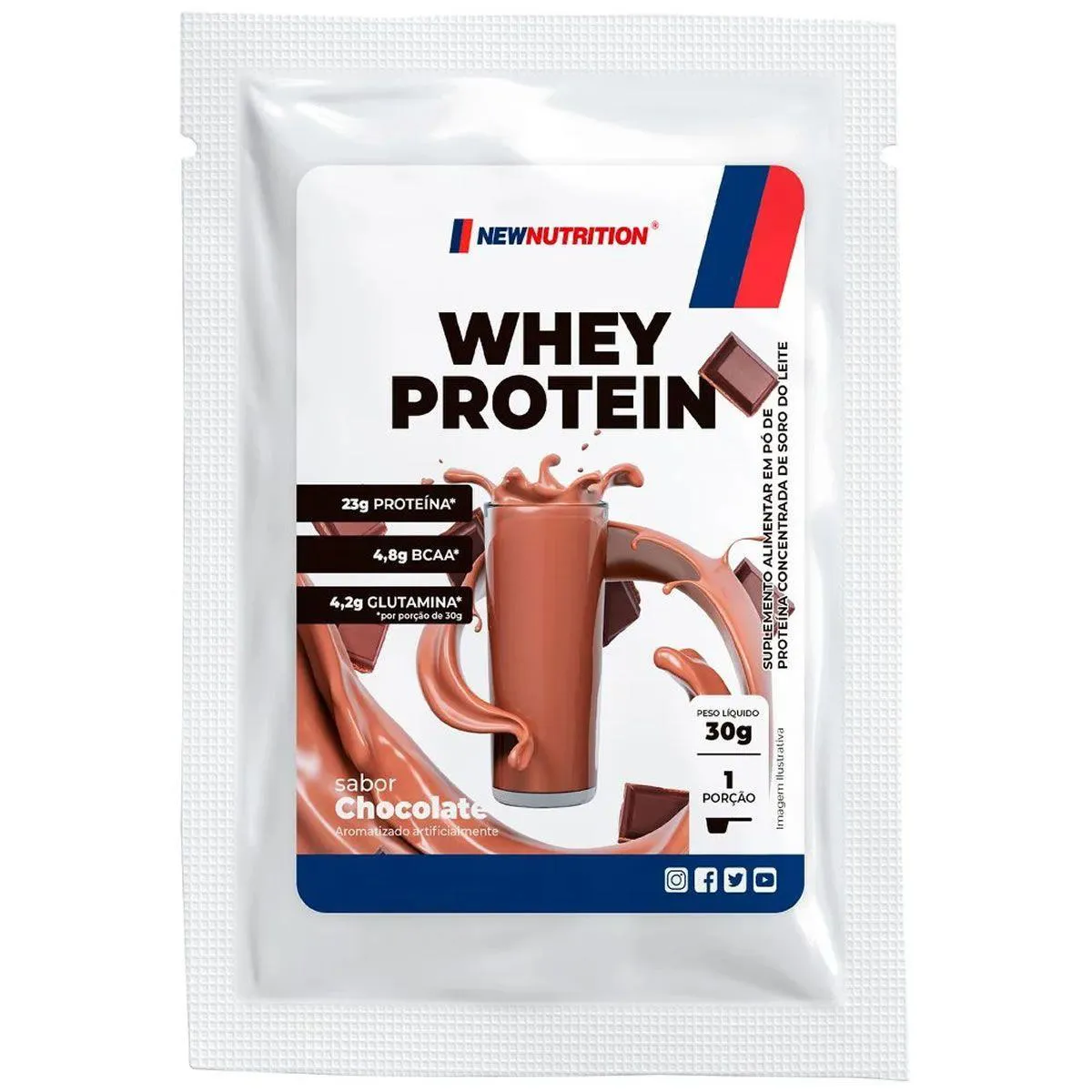 Whey Protein Concentrado - 1 Sachê 30G Chocolate - Newnutrition