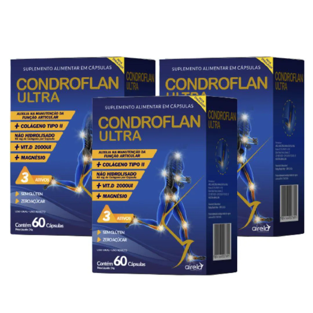 Kit Suplemento Airela Condroflan Ultra 60 Cápsulas 3 Unidades