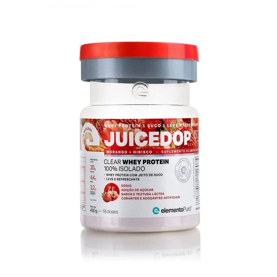 Whey Protein Elemento Puro Juicedop Morango com Hibisco 450g
