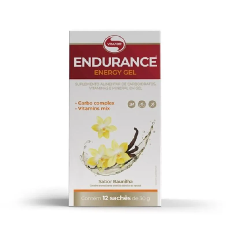 Energético em Gel Vitafor Endurance Energy Baunilha Sachê 30g 12 unidades