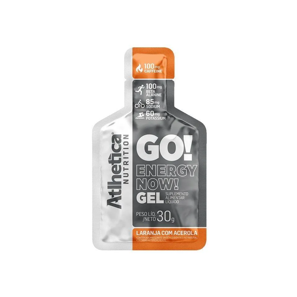 Energético em Gel Atlhetica Nutrition Go! Energy Now Gel Laranja com Acerola 30g