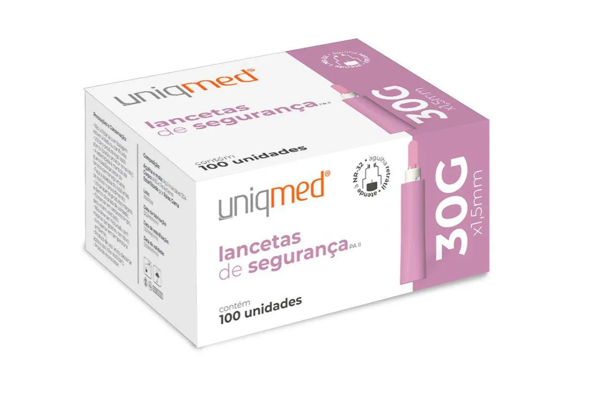 Auto Lanceta de Segurança Automática 30g X 1,5mm - Uniqmed