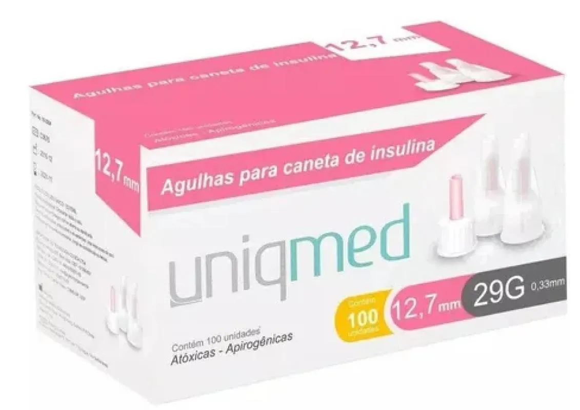 Agulha para Caneta de Insulina 12,7mm X 29g - 100 unidades Uniqmed