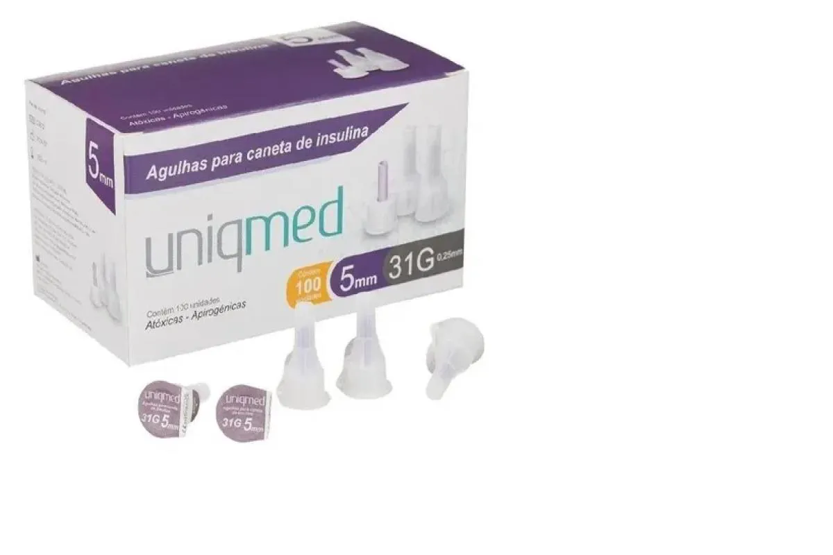 Agulha para Caneta de Insulina 5mm X 31g Uniqmed - 100un