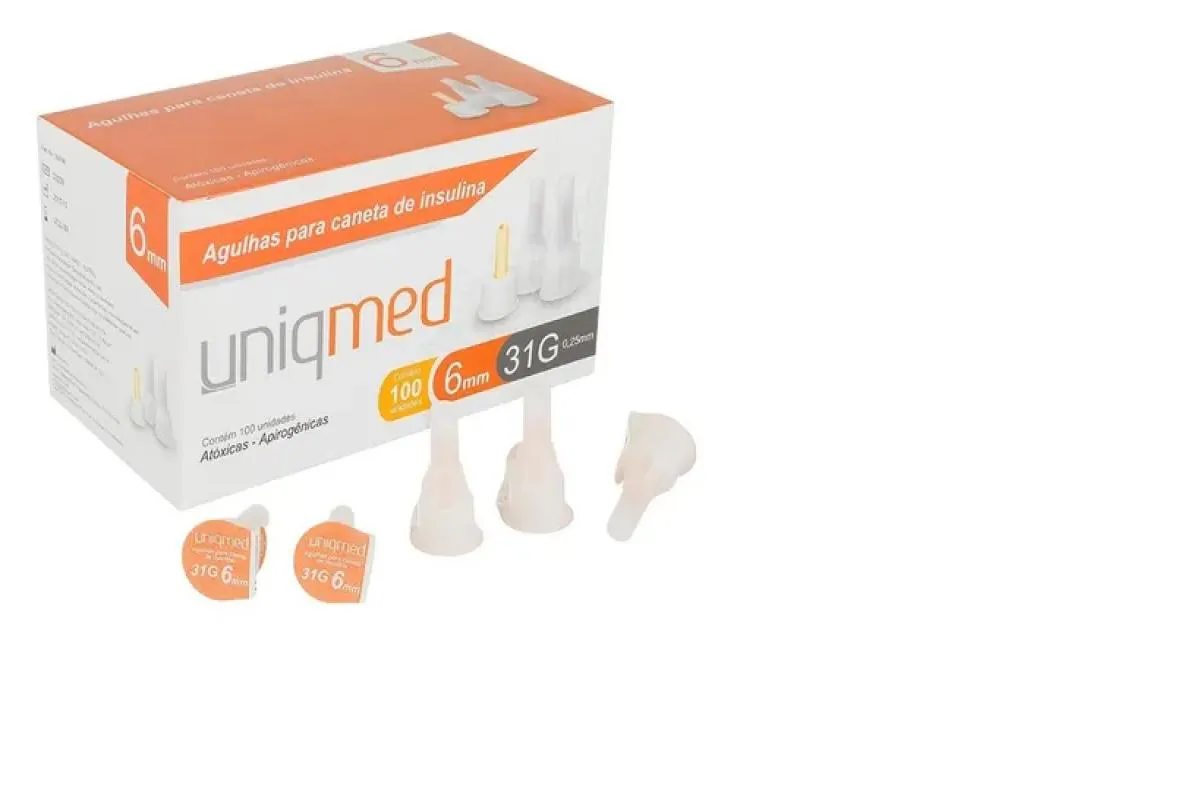Agulha para Caneta de Insulina 6mm X 31g Uniqmed - 100un