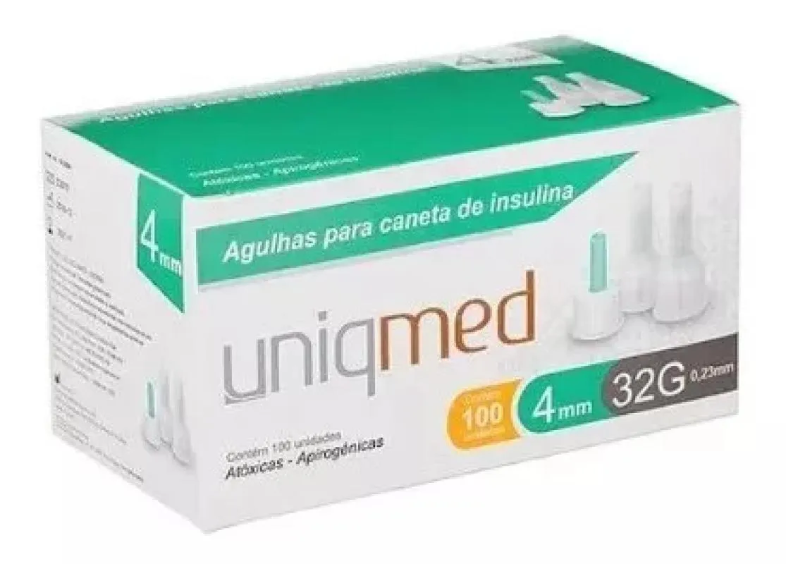 Agulha para Caneta de Insulina 4mm X 32g Uniqmed com 100 unidades