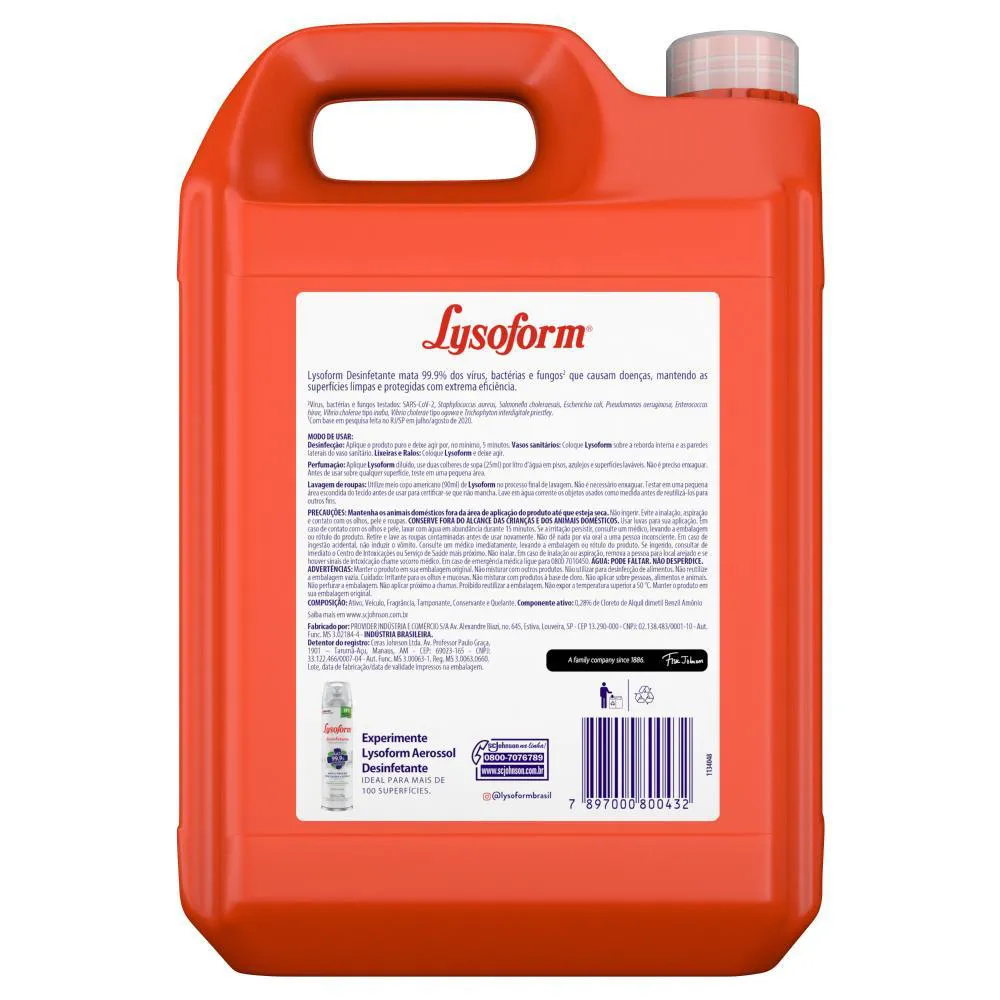 Desinfetante Lysoform Uso Geral Original 5l