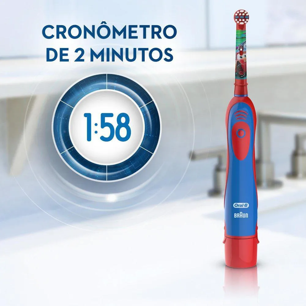Escova Elétrica Oral-B Disney Pixar Cars + 2 Pilhas Aa