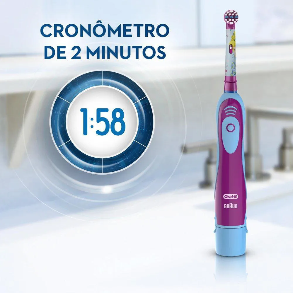 Escova Elétrica Oral-B Disney Princess + 2 Pilhas Aa