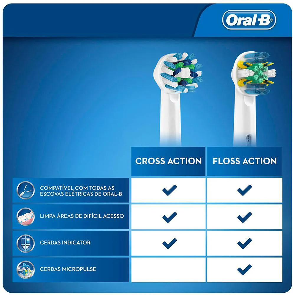 Kit Refil Escova Elétrica Oral-B Cross Action Leve 4 Pague 2