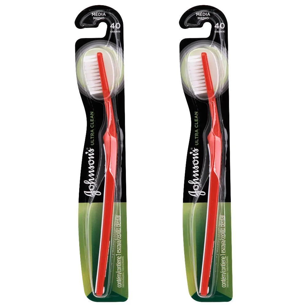 Kit 2 Escovas Dental J&j Reach Ultra Clean Média 40