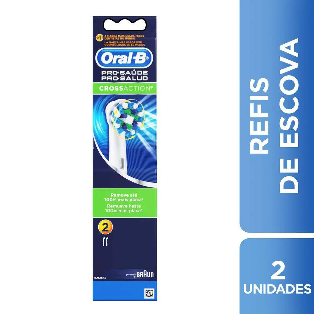 Refil Escova Elétrica Oral-B Pro-Saúde Cross Action com 2 unidades