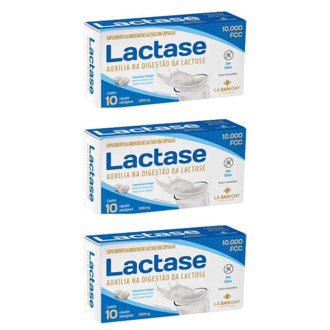 Kit C3 Suplemento Lactase 10.000 com 10 cápsulas - La San Day