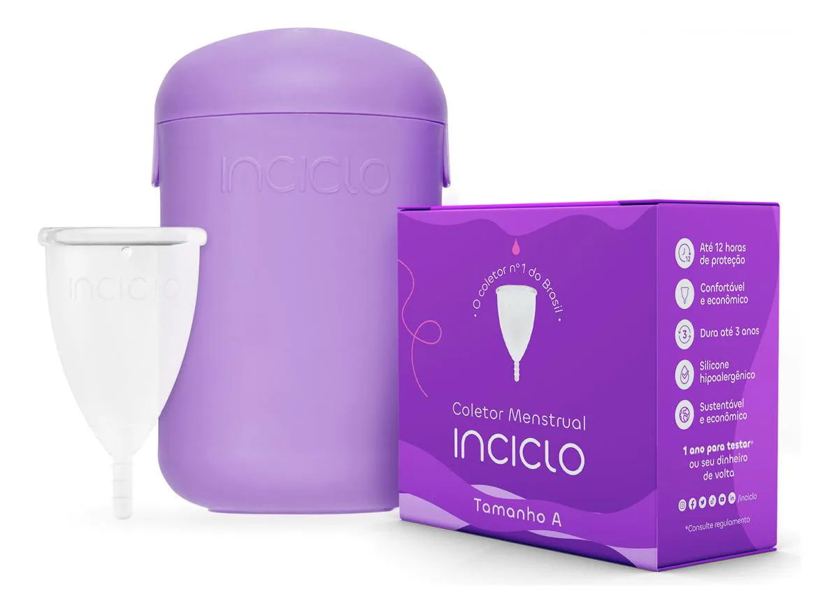 Kit Coletor Menstrual Inciclo A + cápsula Esterilizadora Lavanda / Roxa / Lilás