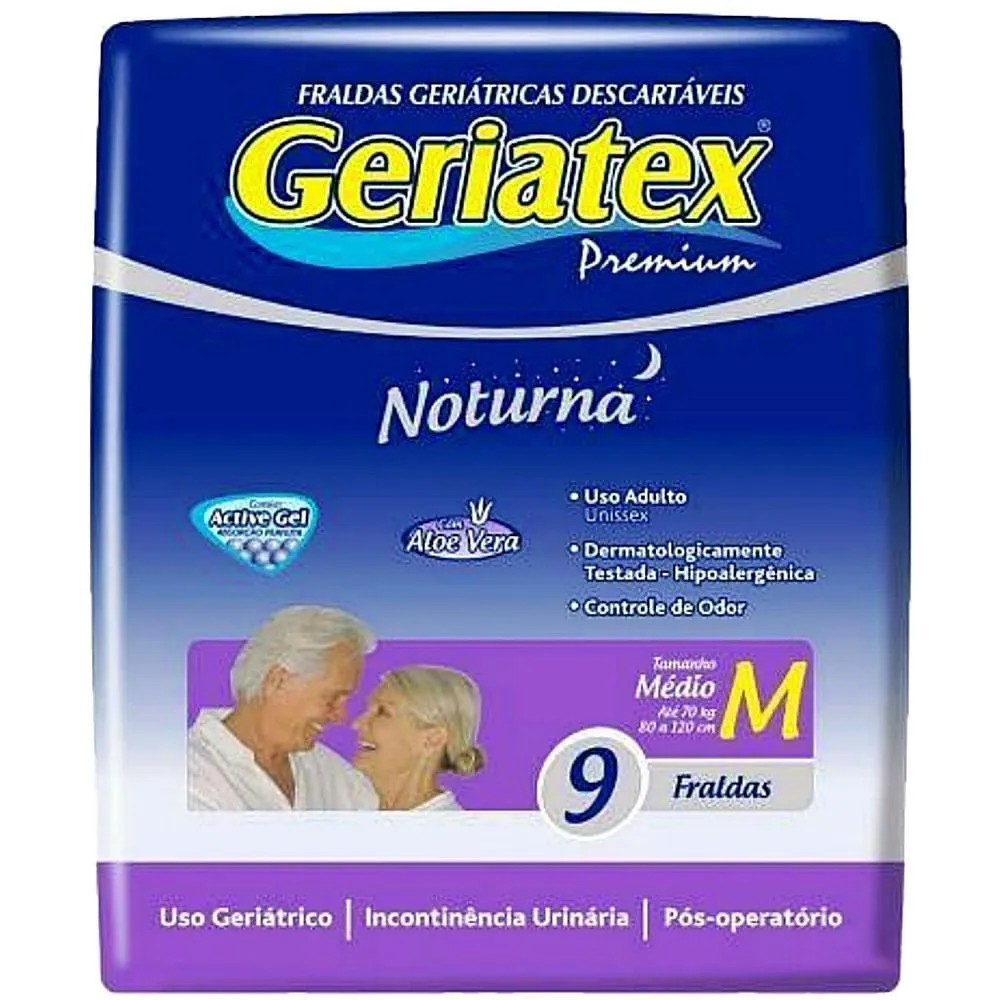 Fralda Geriátrica Unissex Geriatex Premium Noturna M Absorção Intensa 9 unidades