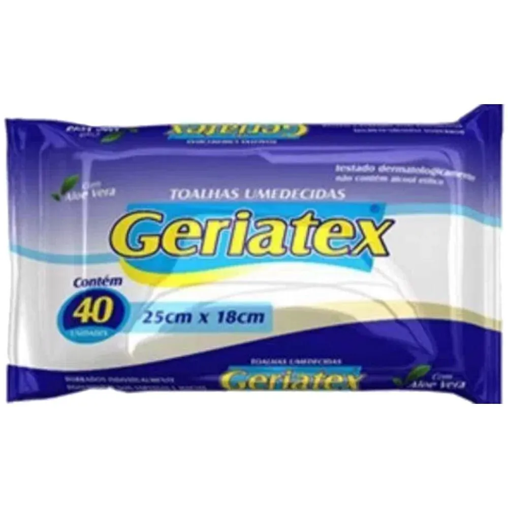 Toalhas Umedecidas Geriatex Uso Adulto - 40 unidades