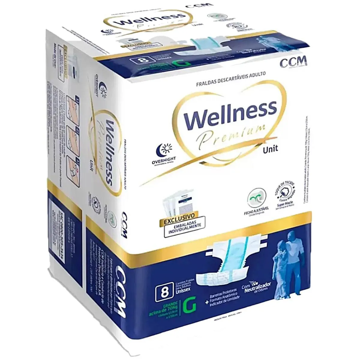 Fralda Geriátrica Wellness Premium G Absorção Intensa 8 unidades